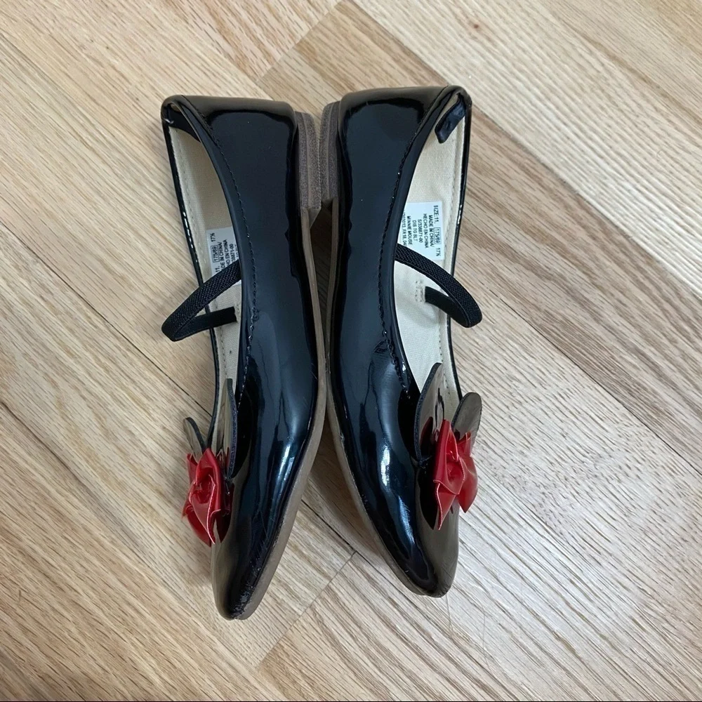 Gap Disney Minnie Mouse Toe Flats Sz 11 Black Red